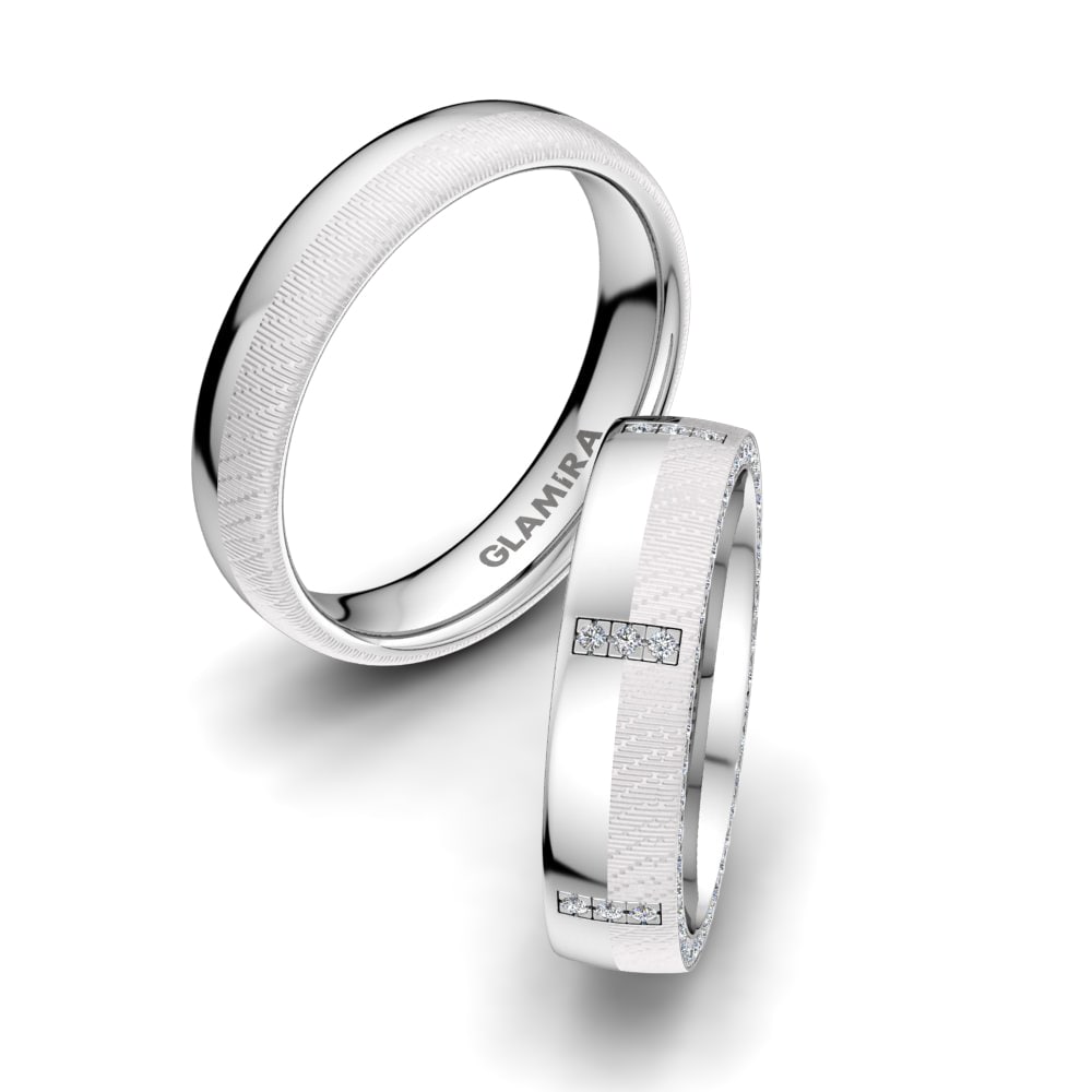 White Silver Diamond Wedding Ring Fever Desire 5 mm