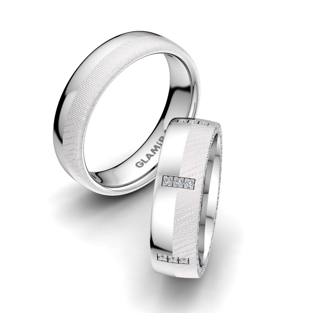 White Silver Diamond Wedding Ring Fever Desire 6 mm
