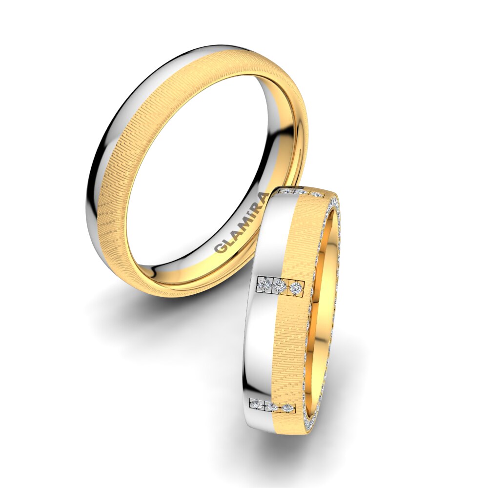 14k Yellow & White Gold Diamond Wedding Ring Fever Desire 5 mm