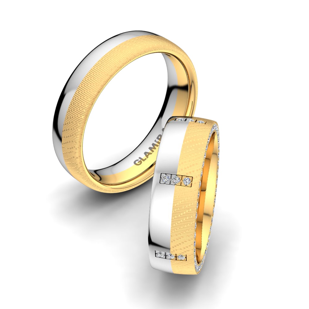 14k Yellow & White Gold Diamond Wedding Ring Fever Desire 6 mm