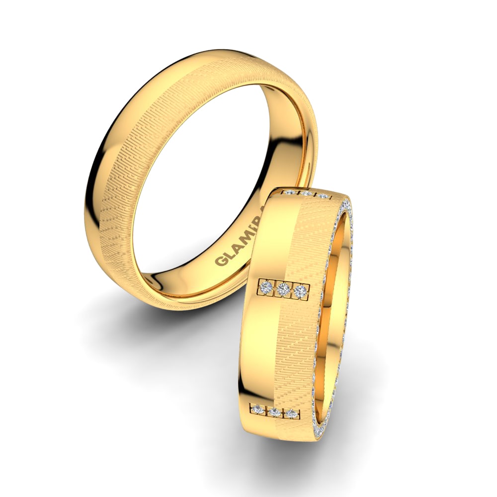 9k Yellow Gold Wedding Ring Fever Desire 6 mm