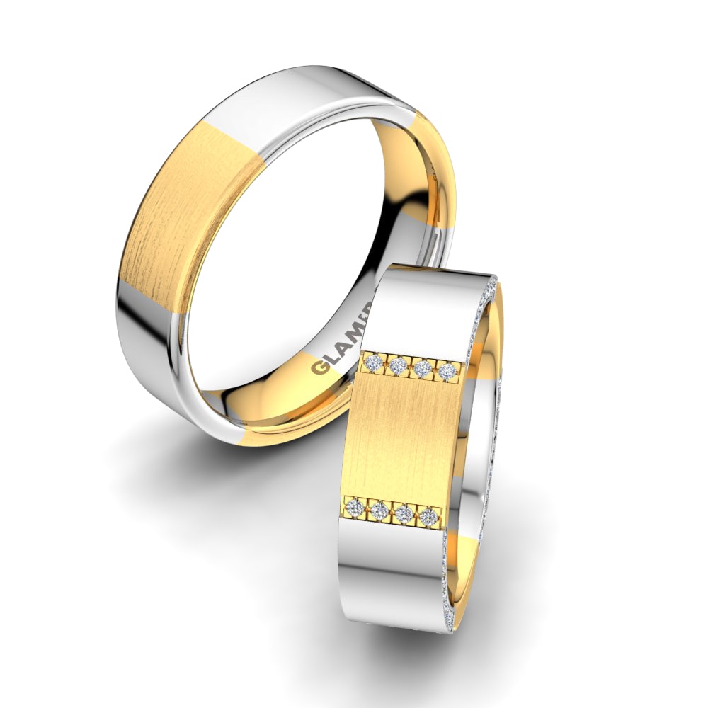 14k Yellow & White Gold Diamond Wedding Ring Fever Noble 6 mm