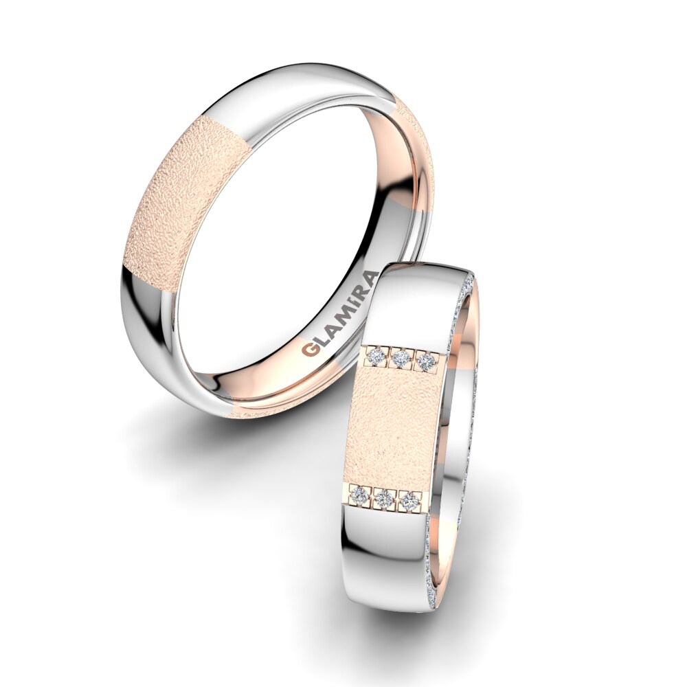 14k 紅白K金 化鋯 結婚戒指 Fever Noble 5 mm