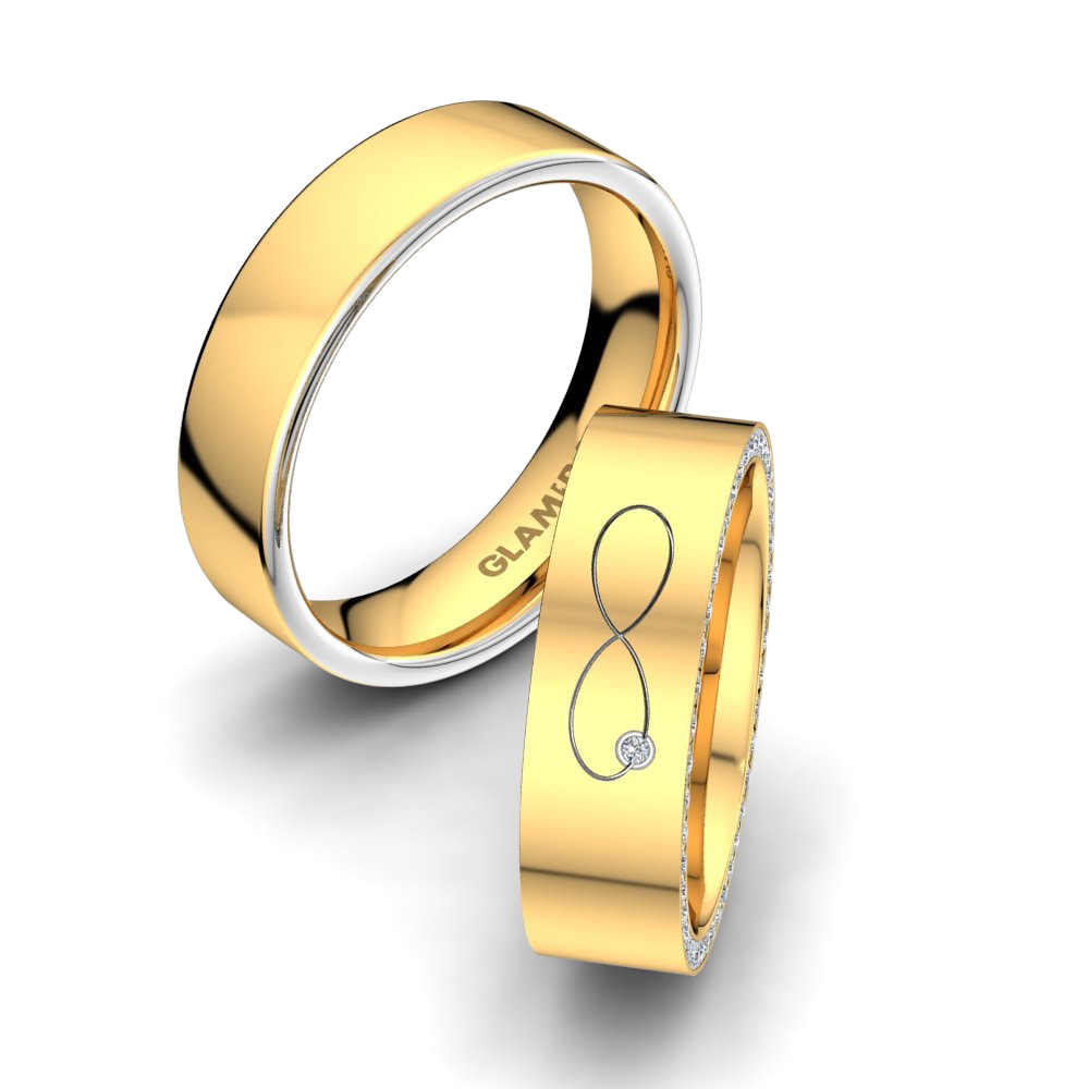 14k Yellow & White Gold Diamond Wedding Ring Forever Love 6 mm