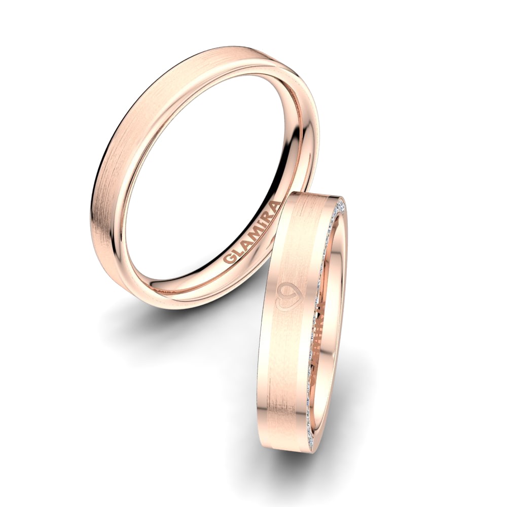 18ct Rose Gold Lab Grown Diamond Couple's Ring Golden Heart 4 mm
