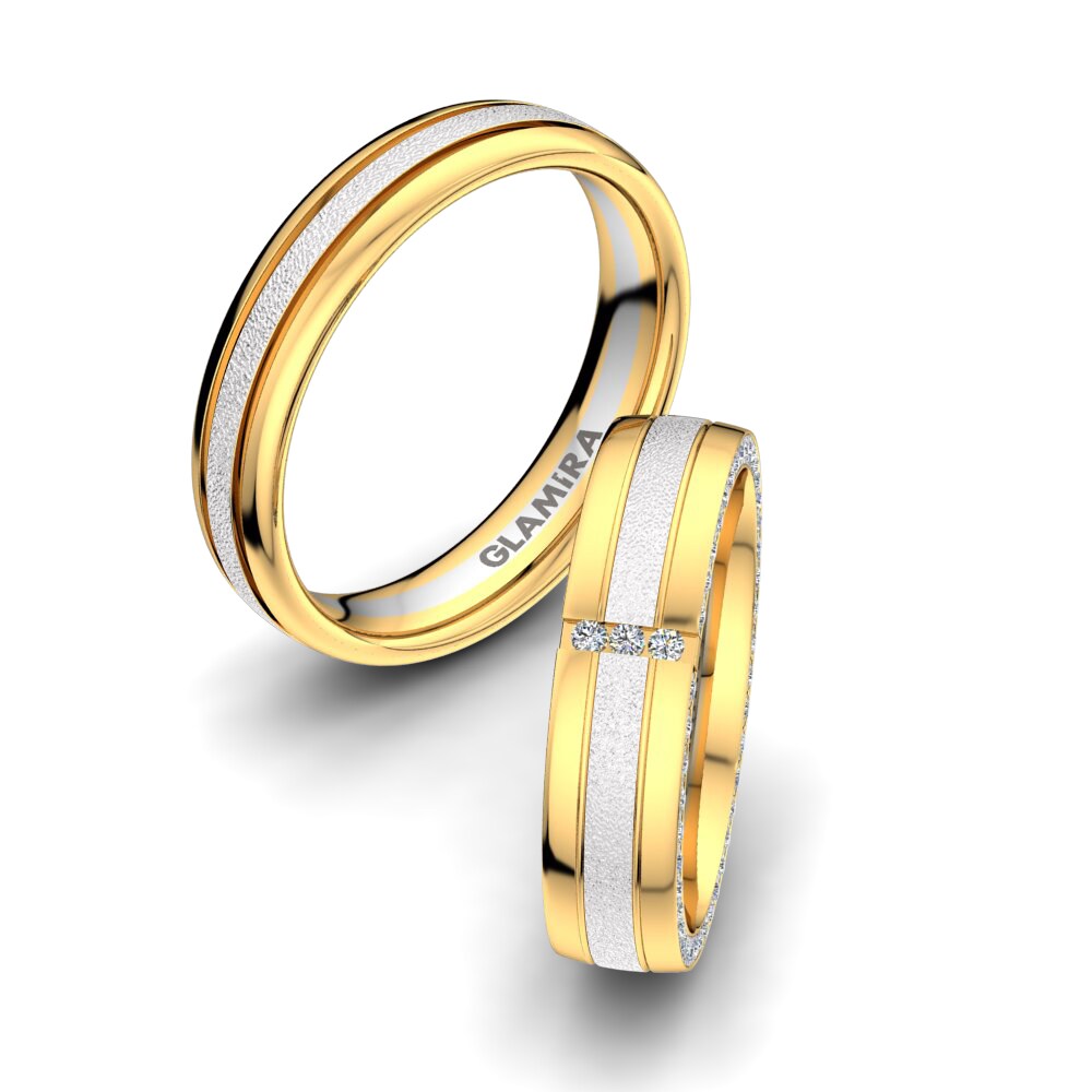 14k Yellow & White Gold Diamond Wedding Ring Sensual Joy 5 mm