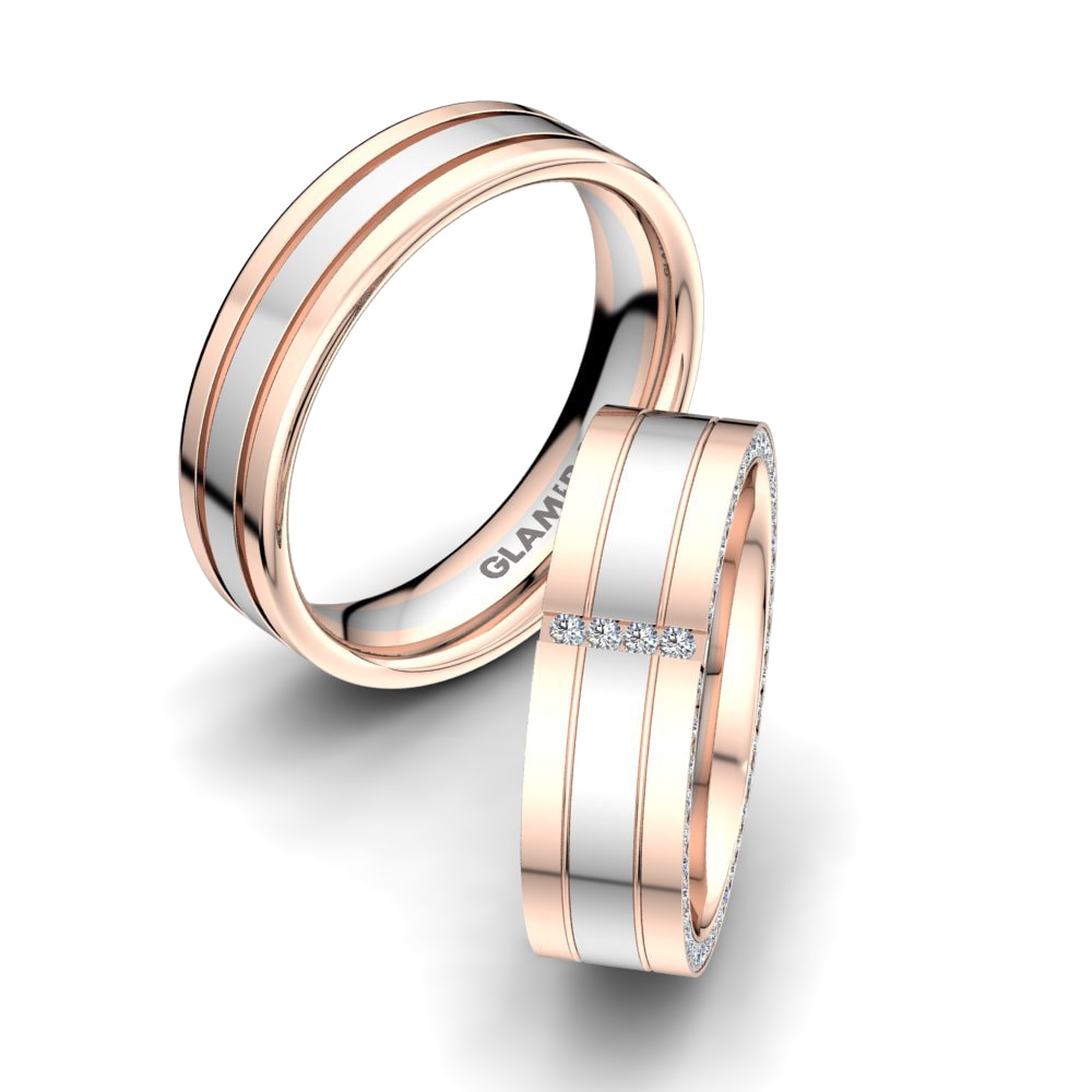 14k 紅白K金 化鋯 結婚戒指 Sensual Joy 6 mm