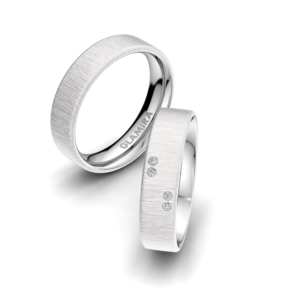 White Silver Wedding Ring Classic Thought 5 mm