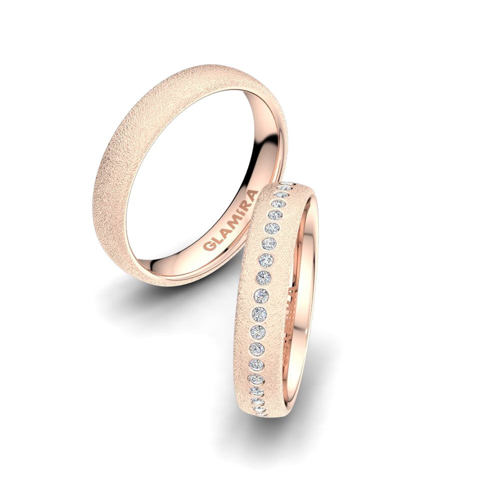 Or rose 14k Diamant Bague de Mariage Classic Flower 4 mm