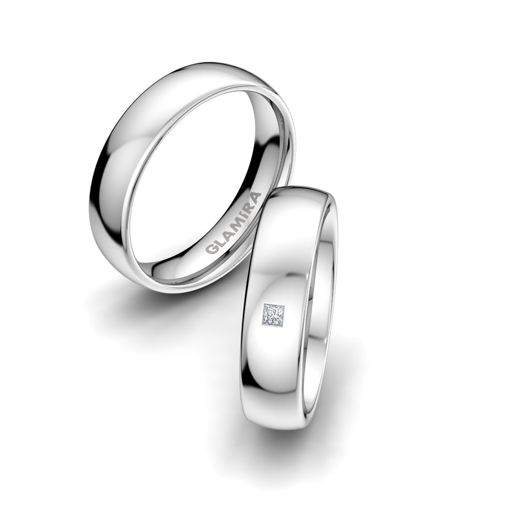 9k Oro Blanco Anillo de boda Classic Destiny 5mm