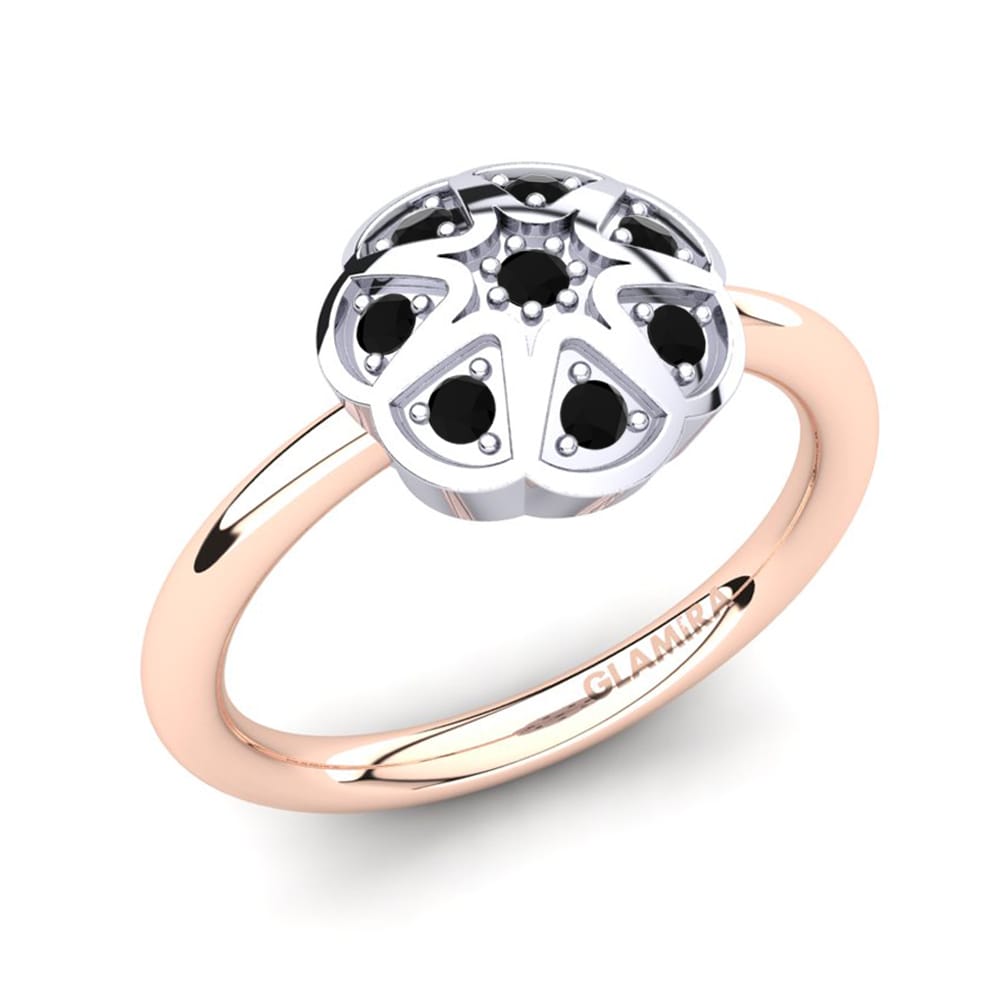 18k Oro Rosa & Blanco Diamante Negro Anillo Garmisch