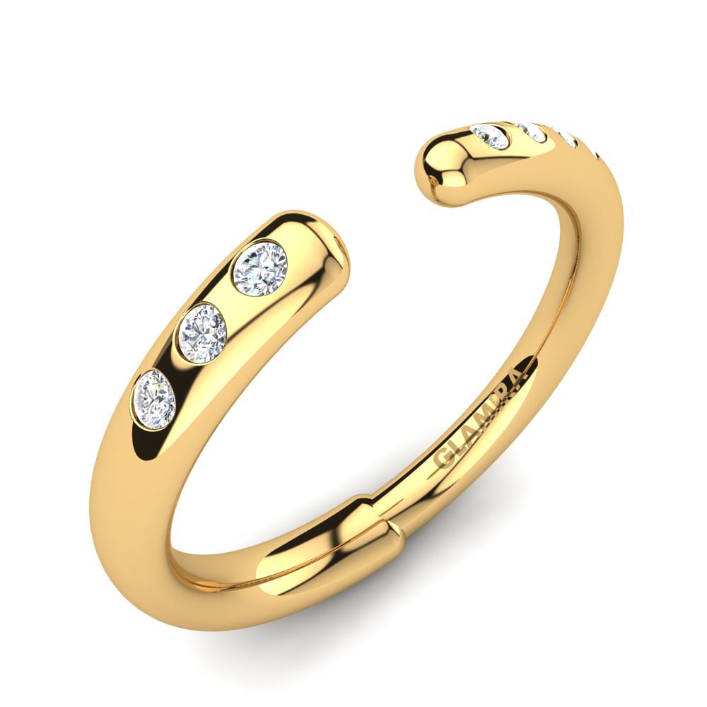 18k Oro Amarillo Diamante cultivado en laboratorio Anillo Genisa