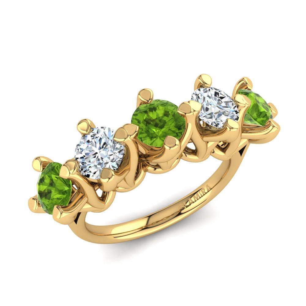 9k Oro Amarillo Peridoto Anillo de compromiso Genoveffa