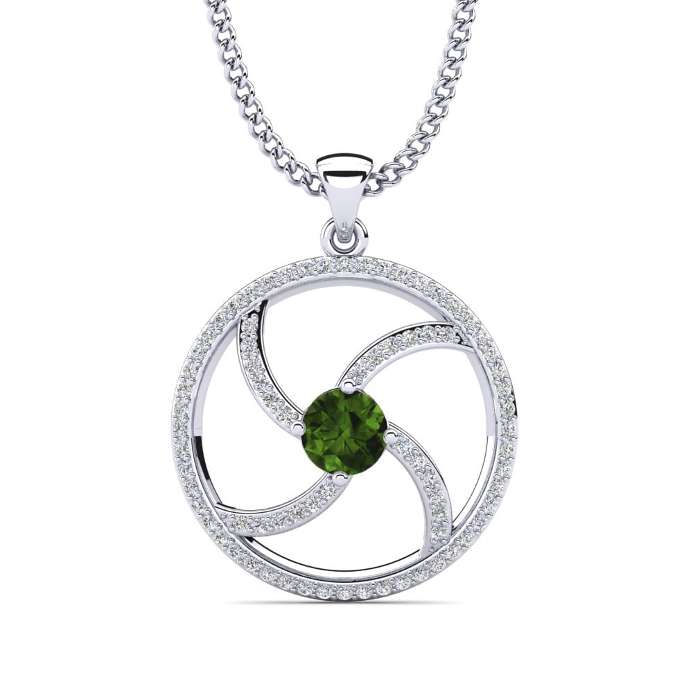 9ct White Gold Green Tourmaline Women's Pendant Marianna