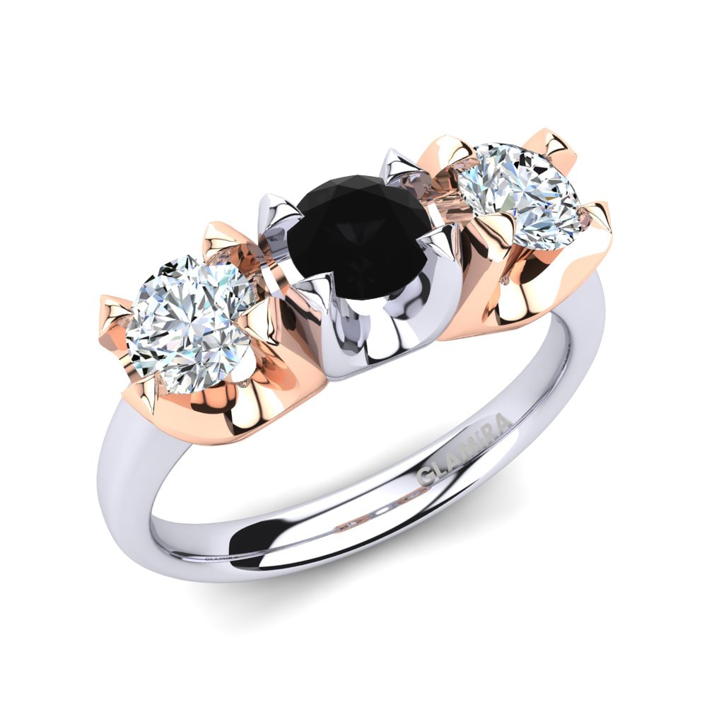 9ct White & Rose Gold Black Onyx Engagement Ring Gerarda