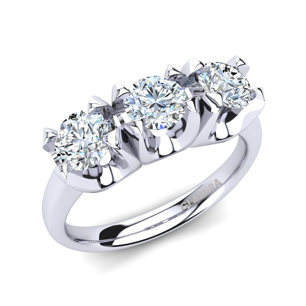 Bague De Fiançailles 3 Pierres En Moissanite 2.30CT - Plaquée Or Blanc 14K Sur Argent 925, Sur Mesure