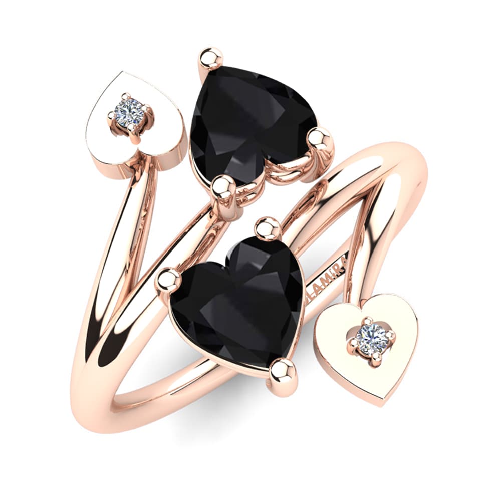 Oro Rosso 585 Diamante Nero Anello Gianalis