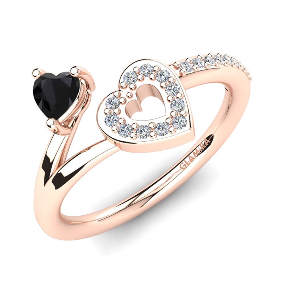 Oro Rosso 585 Diamante Nero Anello Giannella