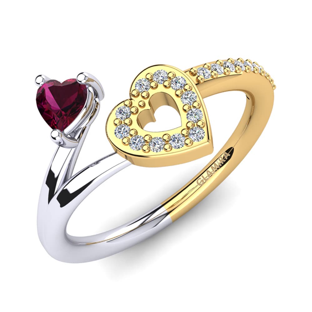 9ct Yellow & White Gold Rhodolite Garnet Ring Giannella