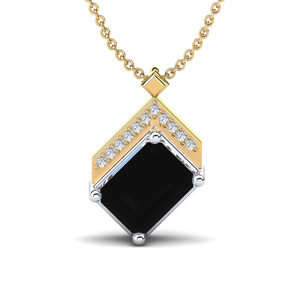 9k Oro Amarillo & Blanco Diamante Negro Colgante de Mujer Gilliana