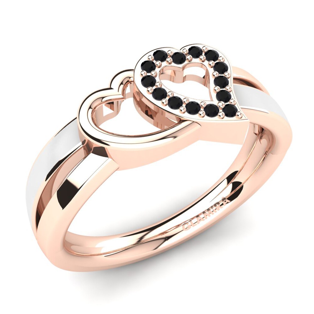 Rotgold 750 Schwarzer Diamant Ring Giovanna