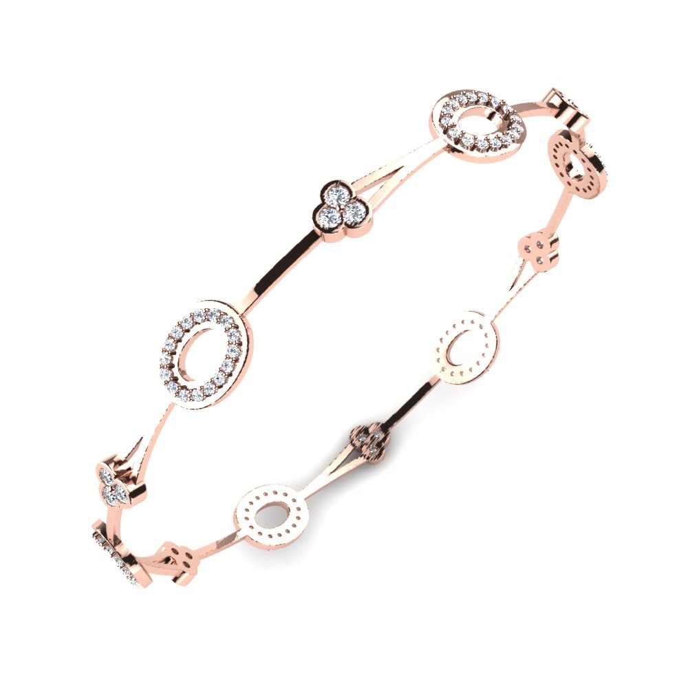 Rotgold 585 Labor-gezüchteter Diamant Damen armreif Lotus