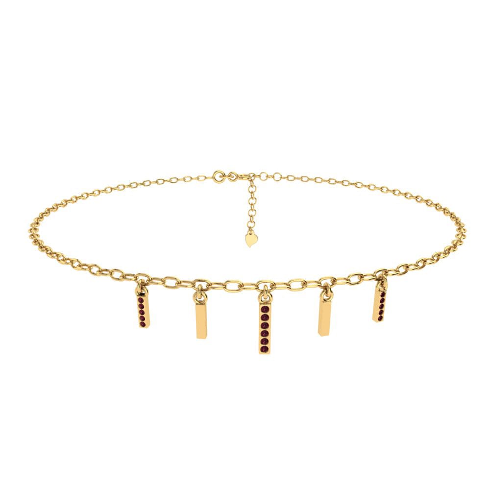 14ct Yellow Gold Garnet Women's Anklet Hairo