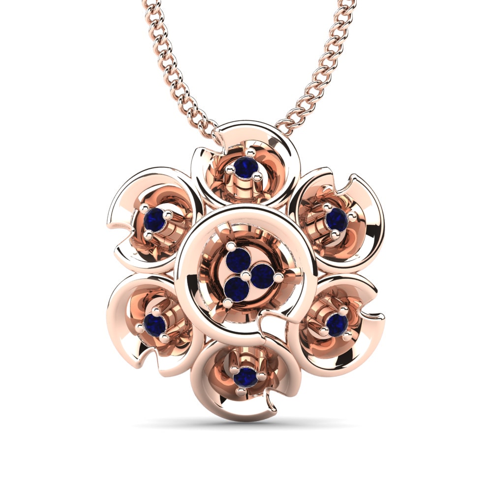 Vàng Hồng 9K Đá Zirconia Xanh Lam Mặt dây chuyền nữ Helaine