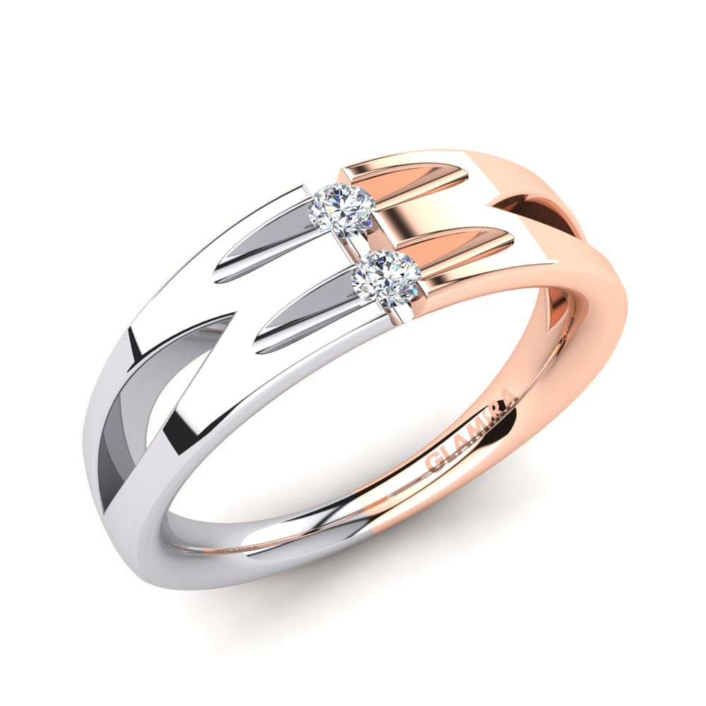 Tension Engagement Rings Hibiscus 585 Rose & White Gold Diamond