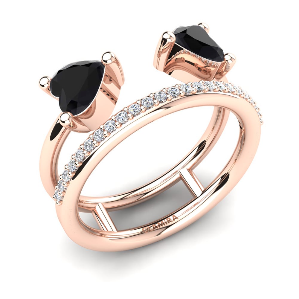 Oro Rosso 585 Diamante Nero Anello Jasna