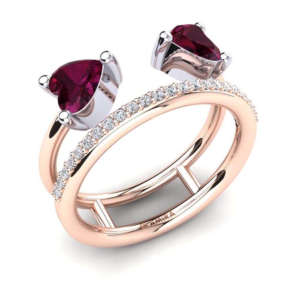 9ct Rose & White Gold Rhodolite Garnet Ring Jasna
