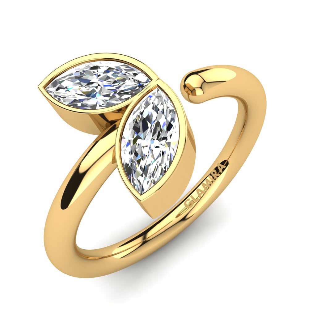 18k Oro Amarillo Diamante cultivado en laboratorio Anillo Jeanice