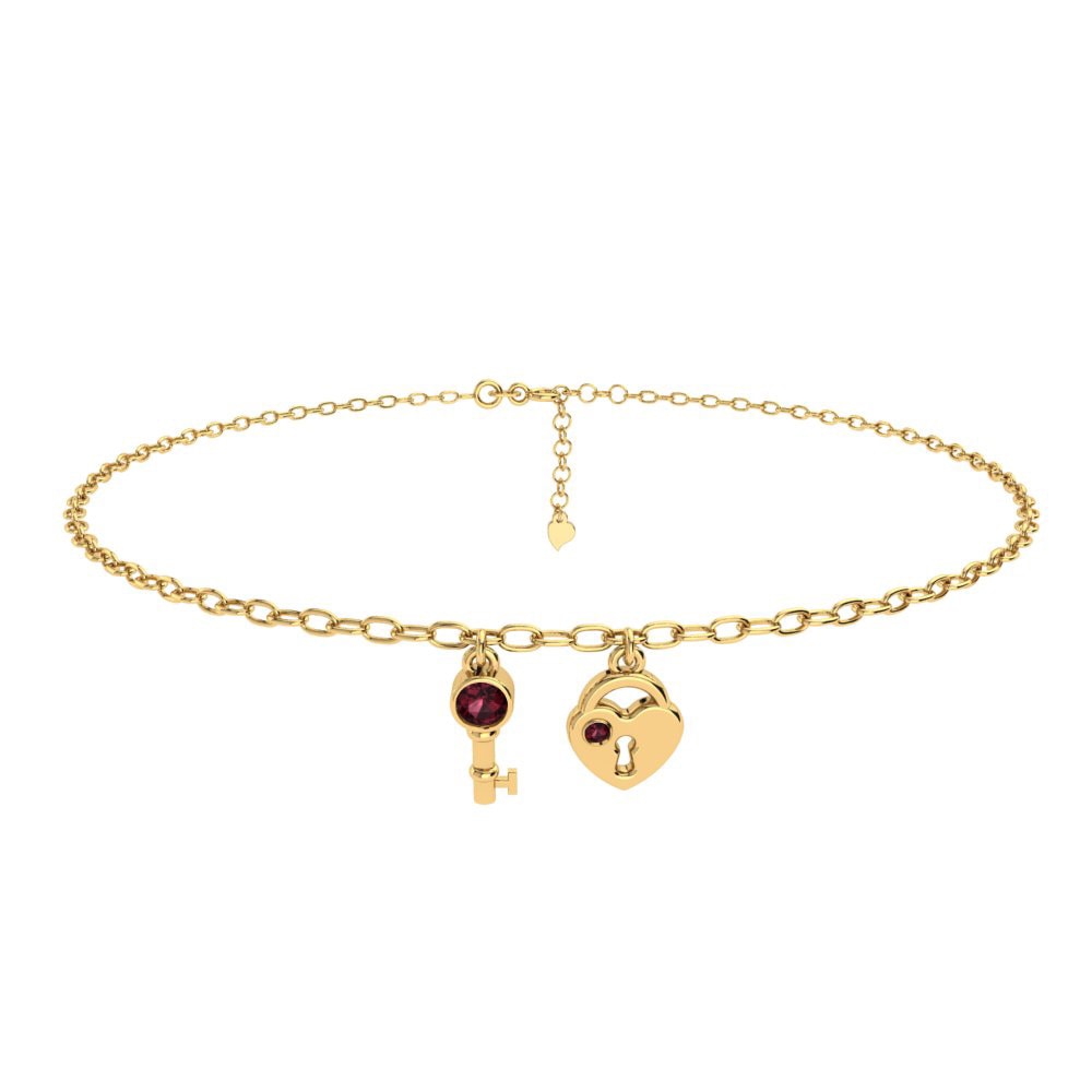 14ct Yellow Gold Garnet Women's Anklet Jenaya