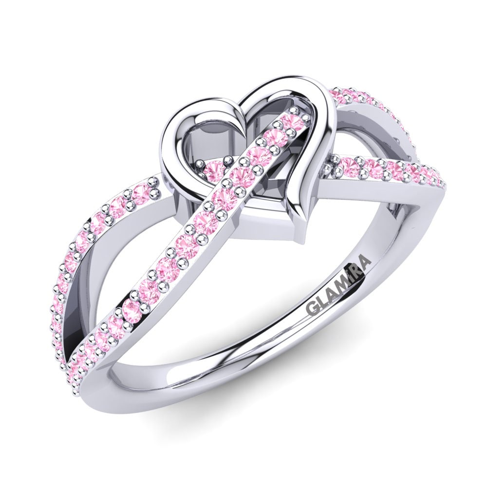 Heart Rings Jenesila 585 White Gold Pink Sapphire