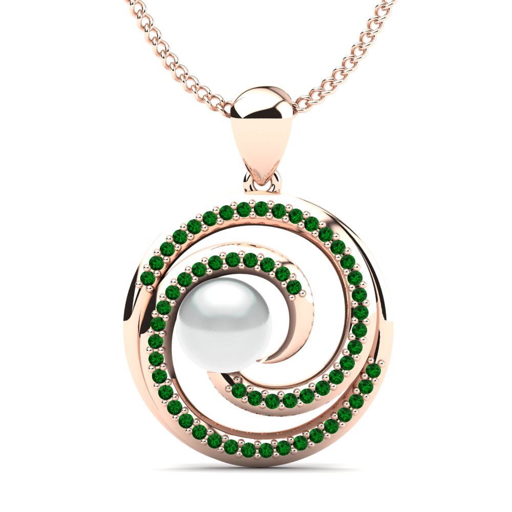 18ct Rose Gold Emerald Women's Pendant Kalvary Ø8 mm