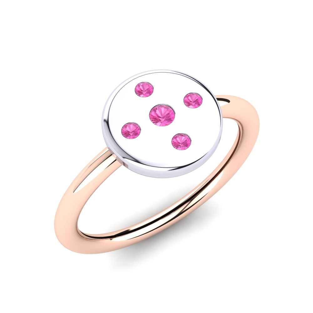 14k Oro Rosa & Blanco Turmalina rosa Anillo para Niño Aefre