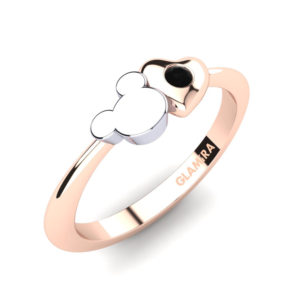 14k Oro Rosa & Blanco Diamante Negro Anillo para Niño Hafwen