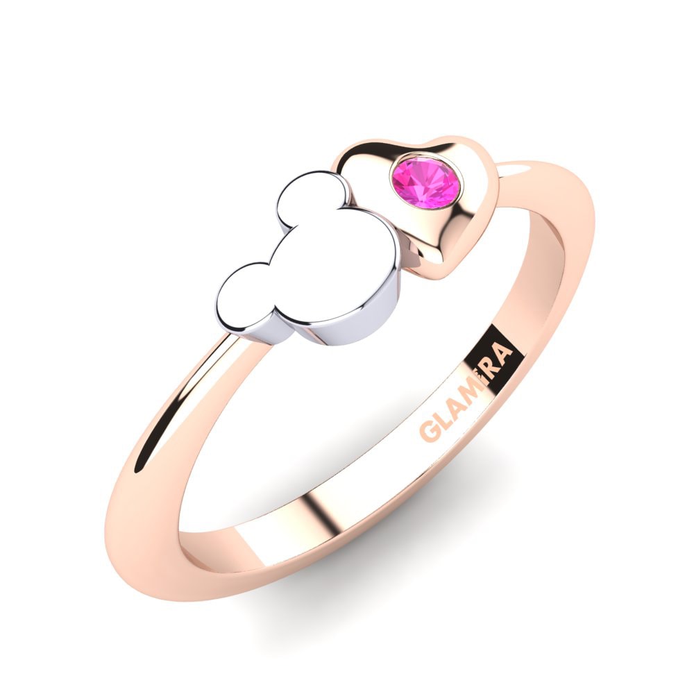 14k Oro Rosa & Blanco Turmalina rosa Anillo para Niño Hafwen