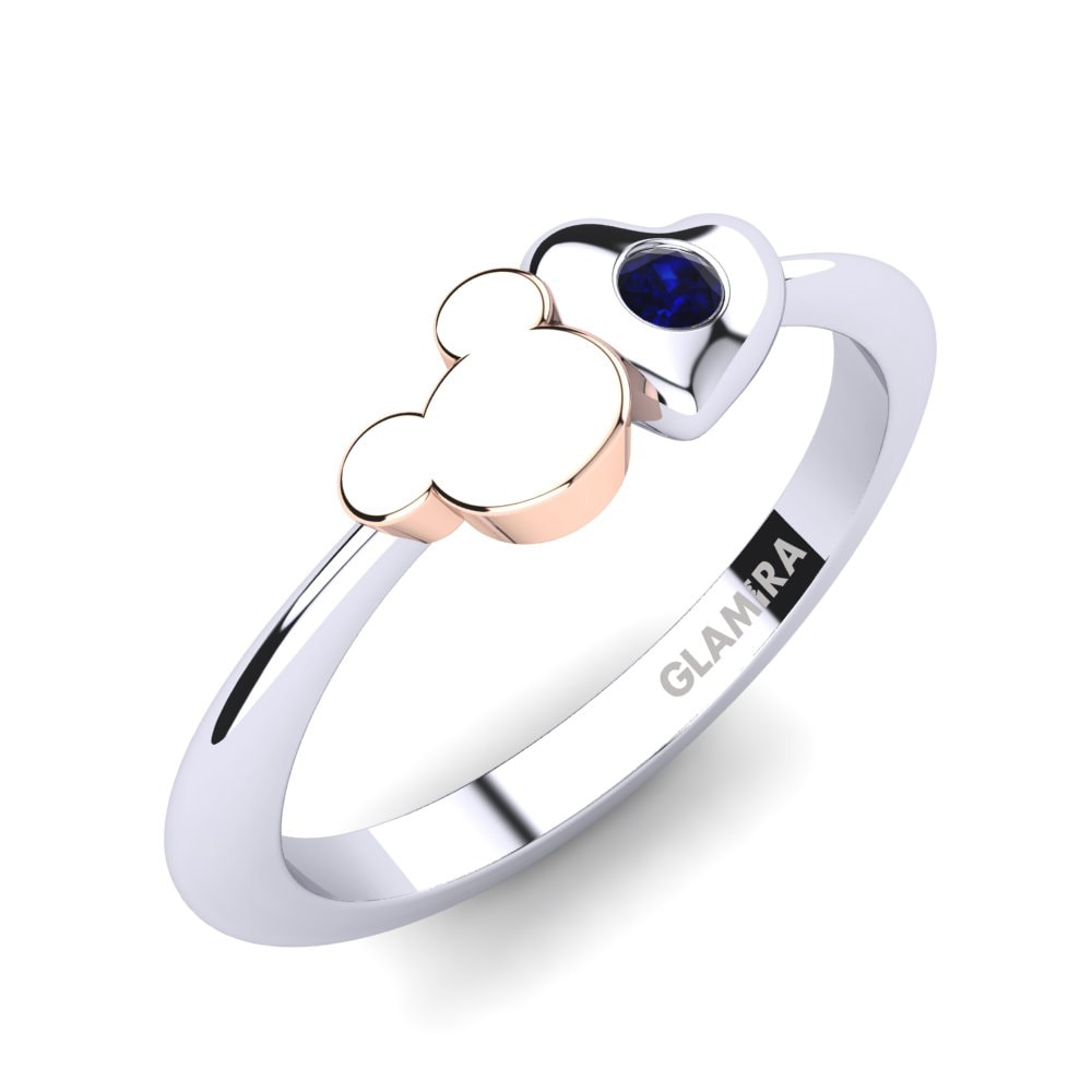 Vàng Trắng-Đỏ 18K Đá Zirconia Xanh Lam Nhẫn trẻ em Hafwen