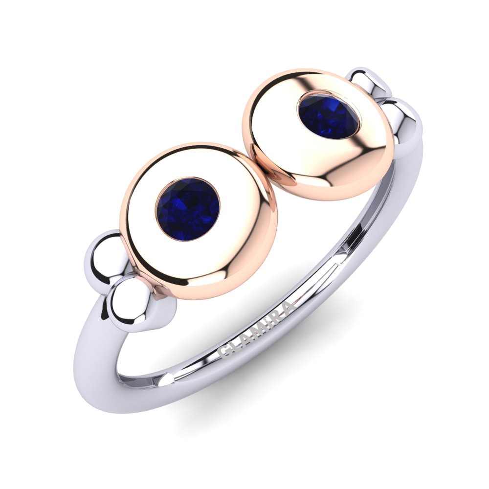 Vàng Trắng-Đỏ 18K Đá Zirconia Xanh Lam Nhẫn trẻ em Micah