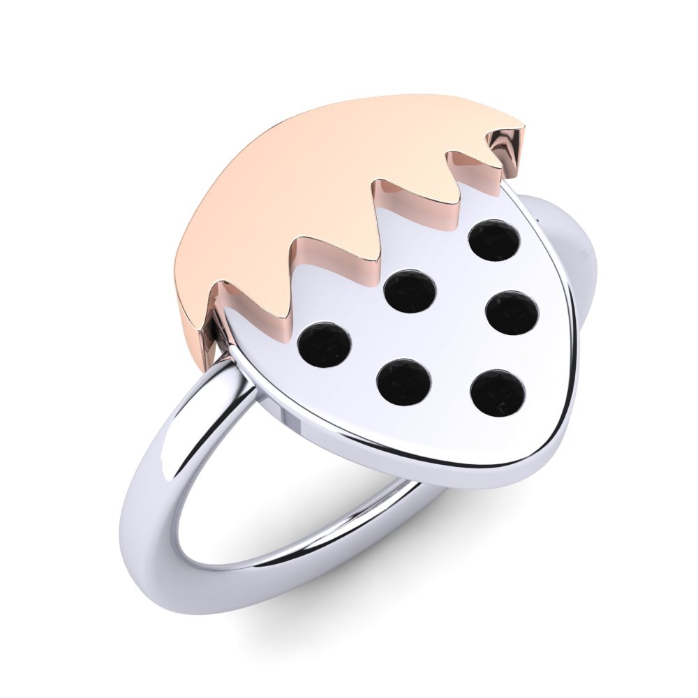 Vàng Trắng-Đỏ 18K Kim Cương Đen Nhẫn trẻ em Rigel