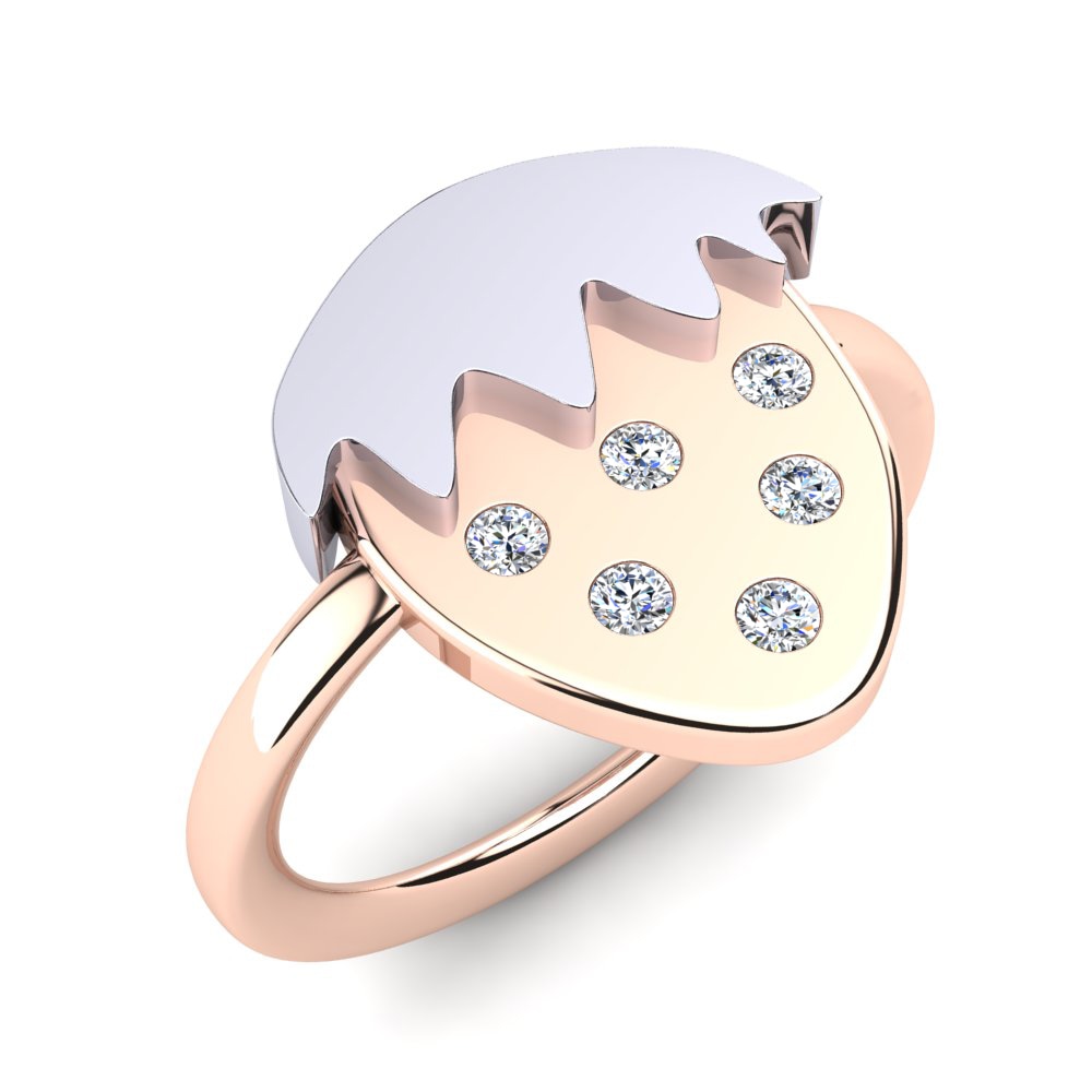 14k Oro Rosa & Blanco Zafiro blanco Anillo para Niño Rigel