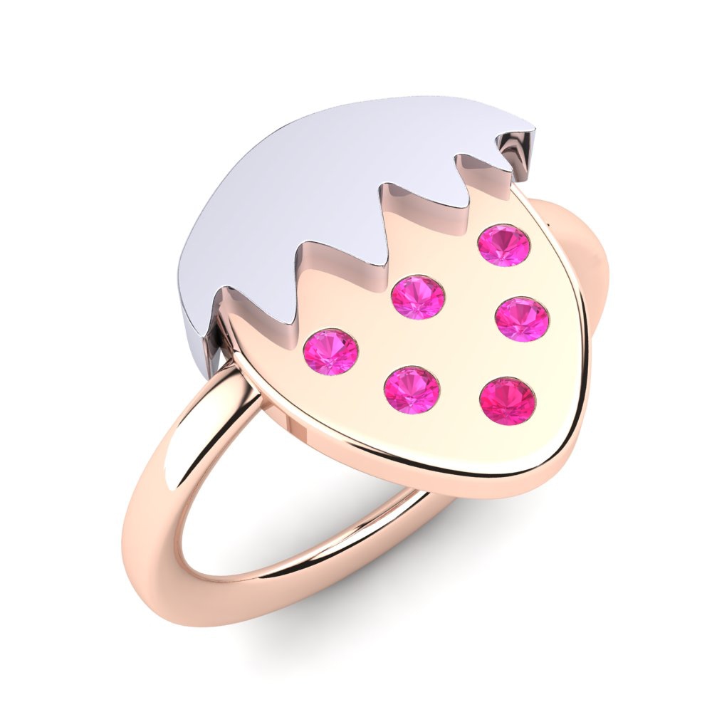 14k Oro Rosa & Blanco Turmalina rosa Anillo para Niño Rigel