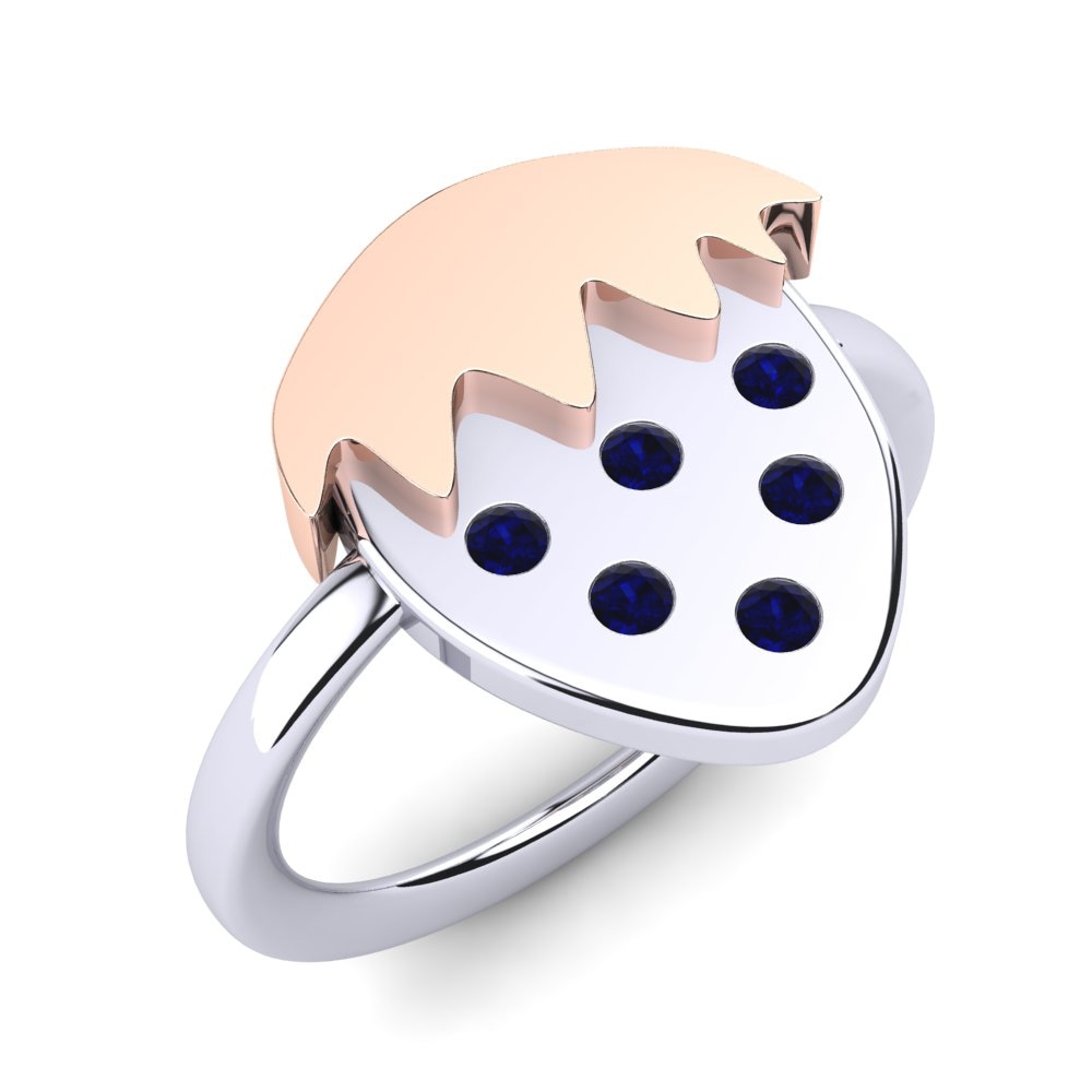 Vàng Trắng-Đỏ 18K Đá Zirconia Xanh Lam Nhẫn trẻ em Rigel