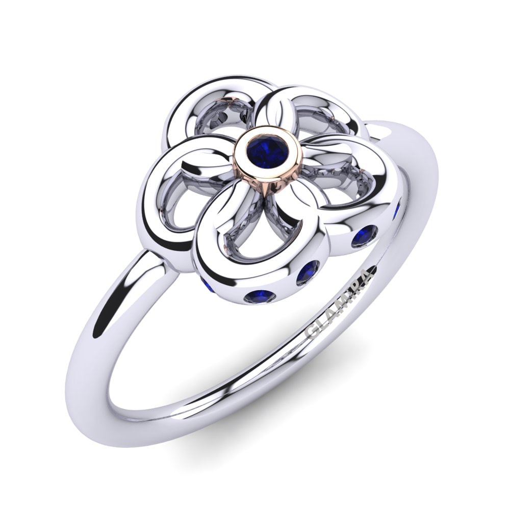 Vàng Trắng-Đỏ 18K Đá Zirconia Xanh Lam Nhẫn trẻ em Scirloc