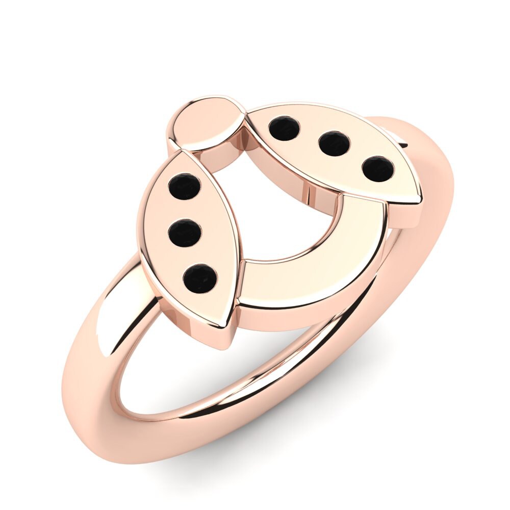 Ouro Rosa 14K Diamante Negro Anel Infantil Stanwyk
