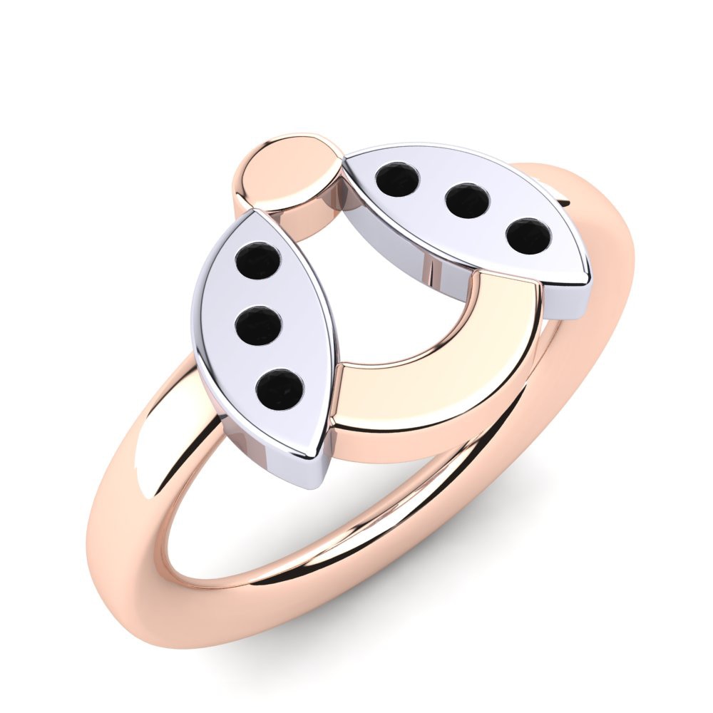 14k Oro Rosa & Blanco Diamante Negro Anillo para Niño Stanwyk