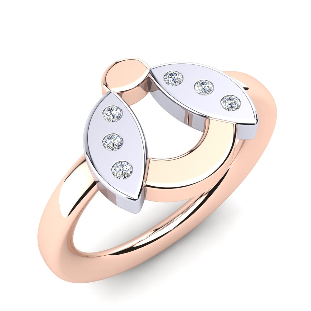 14k Oro Rosa & Blanco Zafiro blanco Anillo para Niño Stanwyk