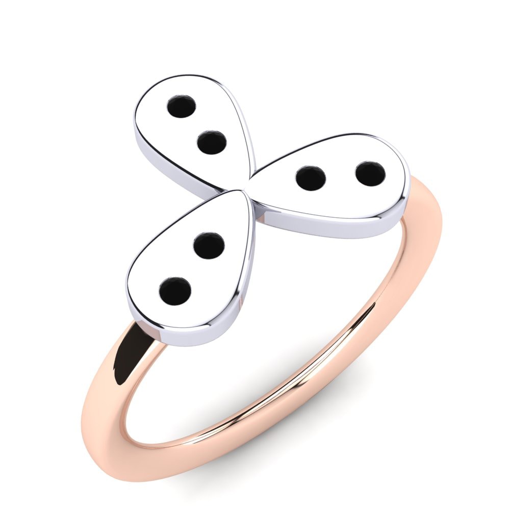 14k Oro Rosa & Blanco Diamante Negro Anillo para Niño Suellen