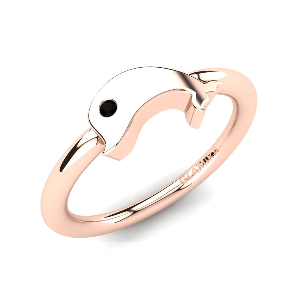 Ouro Rosa 14K Diamante Negro Anel Infantil Tegan